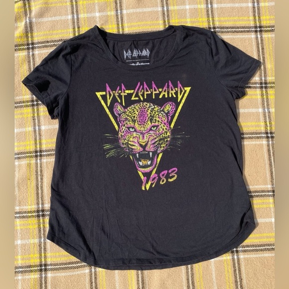 Goodie Two Sleeves Tops - Casual Def Leopard ‘83 Loose Fit Graphic Tee by Goodie Two Sleeves
